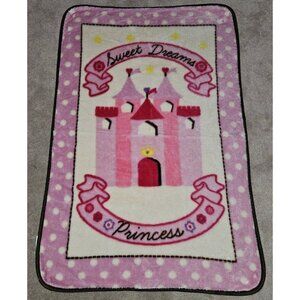 RN 119741 Sweet Dreams Princess Baby Blanket 30x45 Fleece Pink Castle Polka Dots